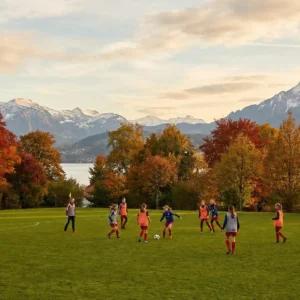 Engagierte junge Fussballerinnen der RK Academy bei einer intensiven Trainingseinheit auf der Sportanlage Fallacher in Küsnacht.